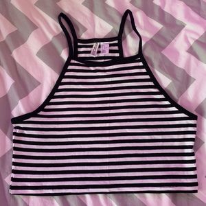 black and white strip razor back tank